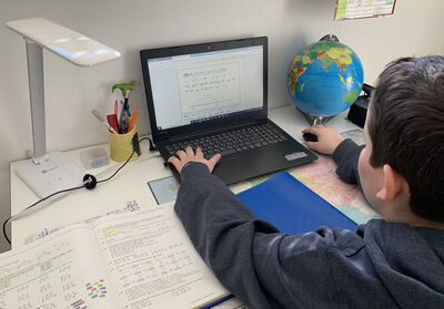 Junge lernt am Computer